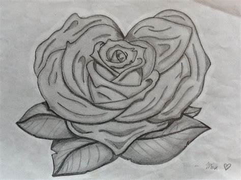 Rose Heart Sketch at PaintingValley.com | Explore collection of Rose ...