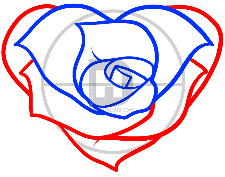 738x580 How To Draw A Heart Rose, Rose Heart, Step By Step, Drawing Guide - Rose Heart Sketch