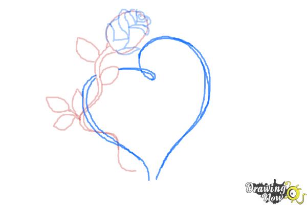 600x400 How To Draw A Rose With A Heart - Rose Heart Sketch