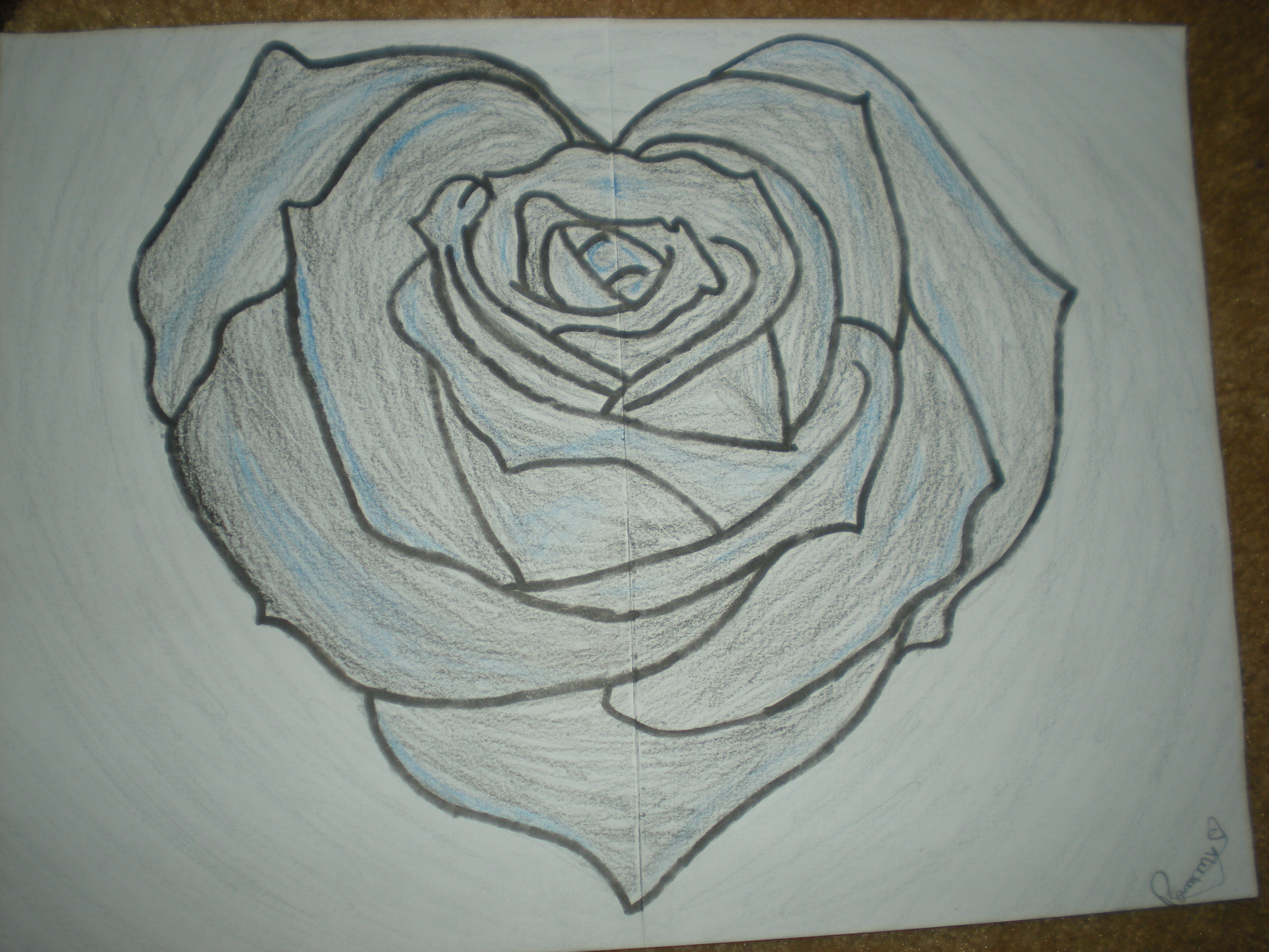 3264x2448 Photos Love Pencil Drawings Rose And Heart, - Rose Heart Sketch