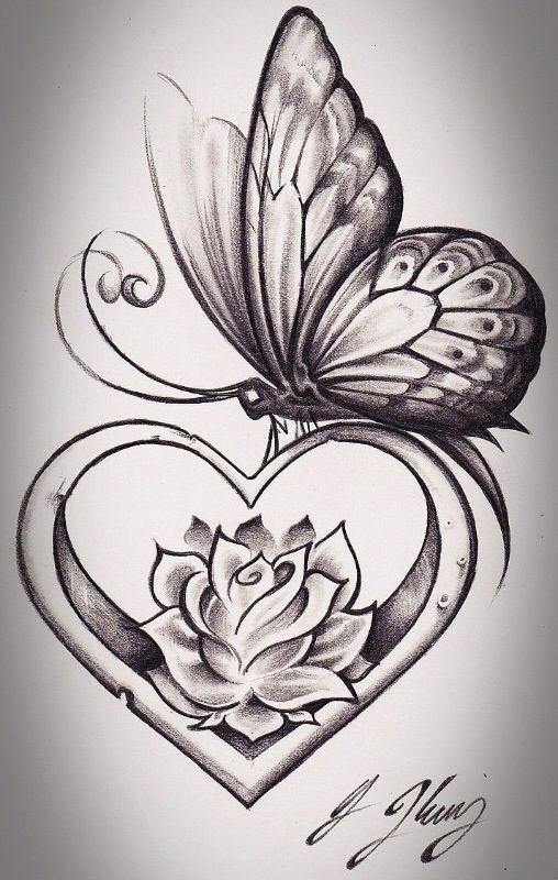 508x800 Collection Of Rose Heart Love Drawing High Quality, Free - Rose Heart Sketch