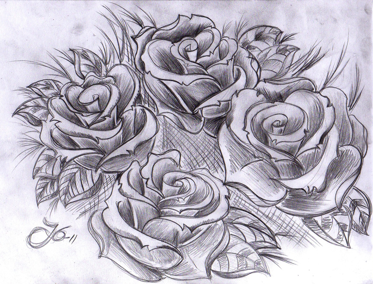 729x555 Rose Sketch By Jerrrroen - Rose In Sketch