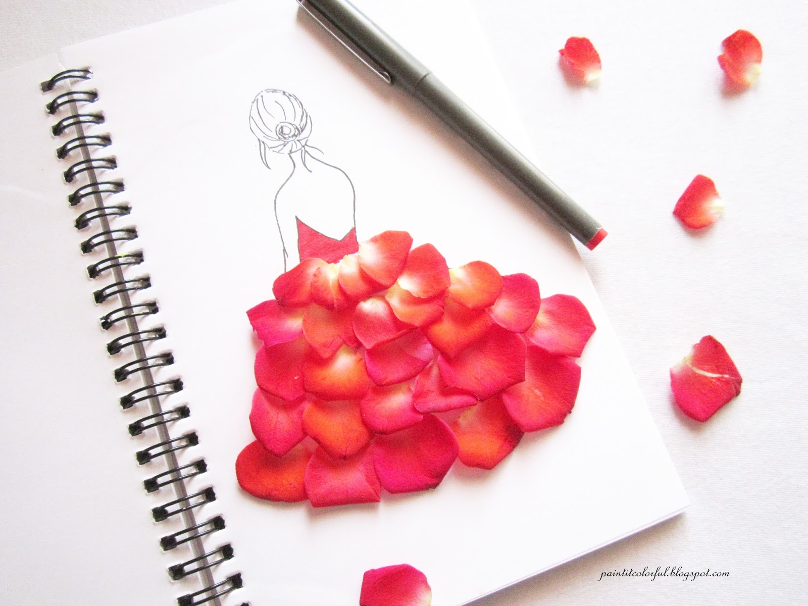 1600x1200 Flower Art - Rose Petal Sketch