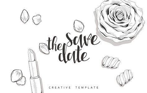 473x300 Beauty Background With Roses, Petals, Stylish Sketch Template - Rose Petal Sketch