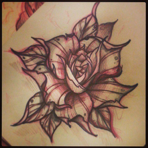 612x612 Sharp Petals Rose Tattoo Sketch Best Tattoo Designs Rose - Rose Petal Sketch