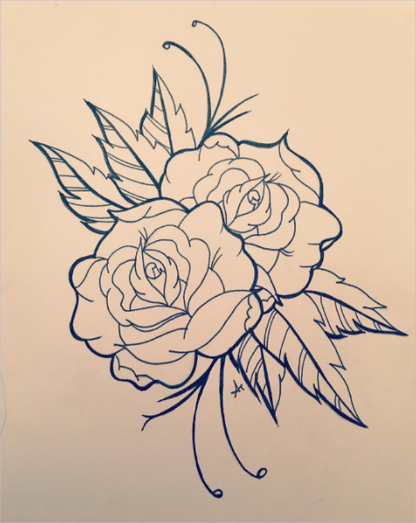 Rose Bouquet Sketch at PaintingValley.com | Explore collection of Rose ...