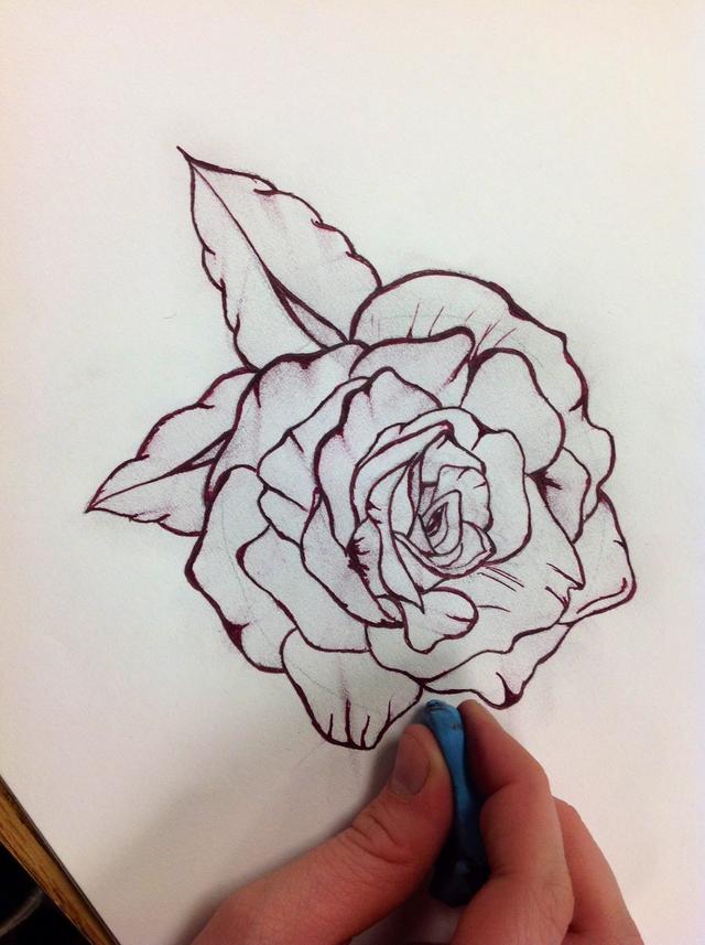 640x857 How To Sketch A Detailed Rose - Rose Sketch