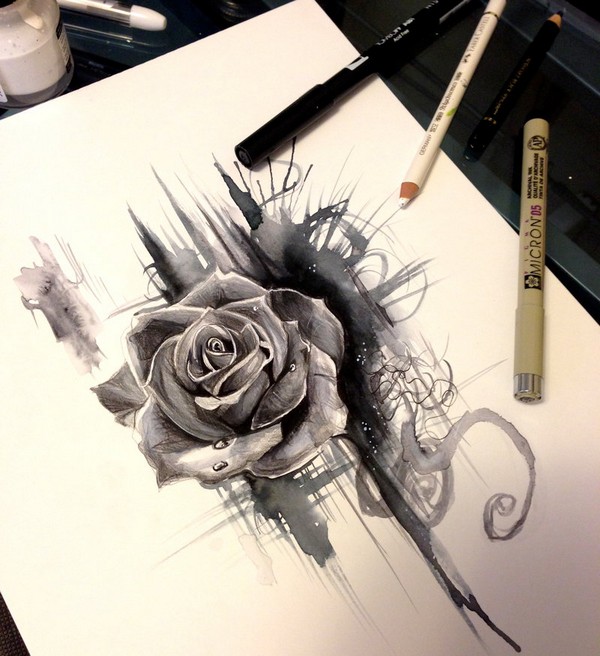 600x656 Rose Design By Lucky978 Drawing Inspiration - Rose Sketch Design