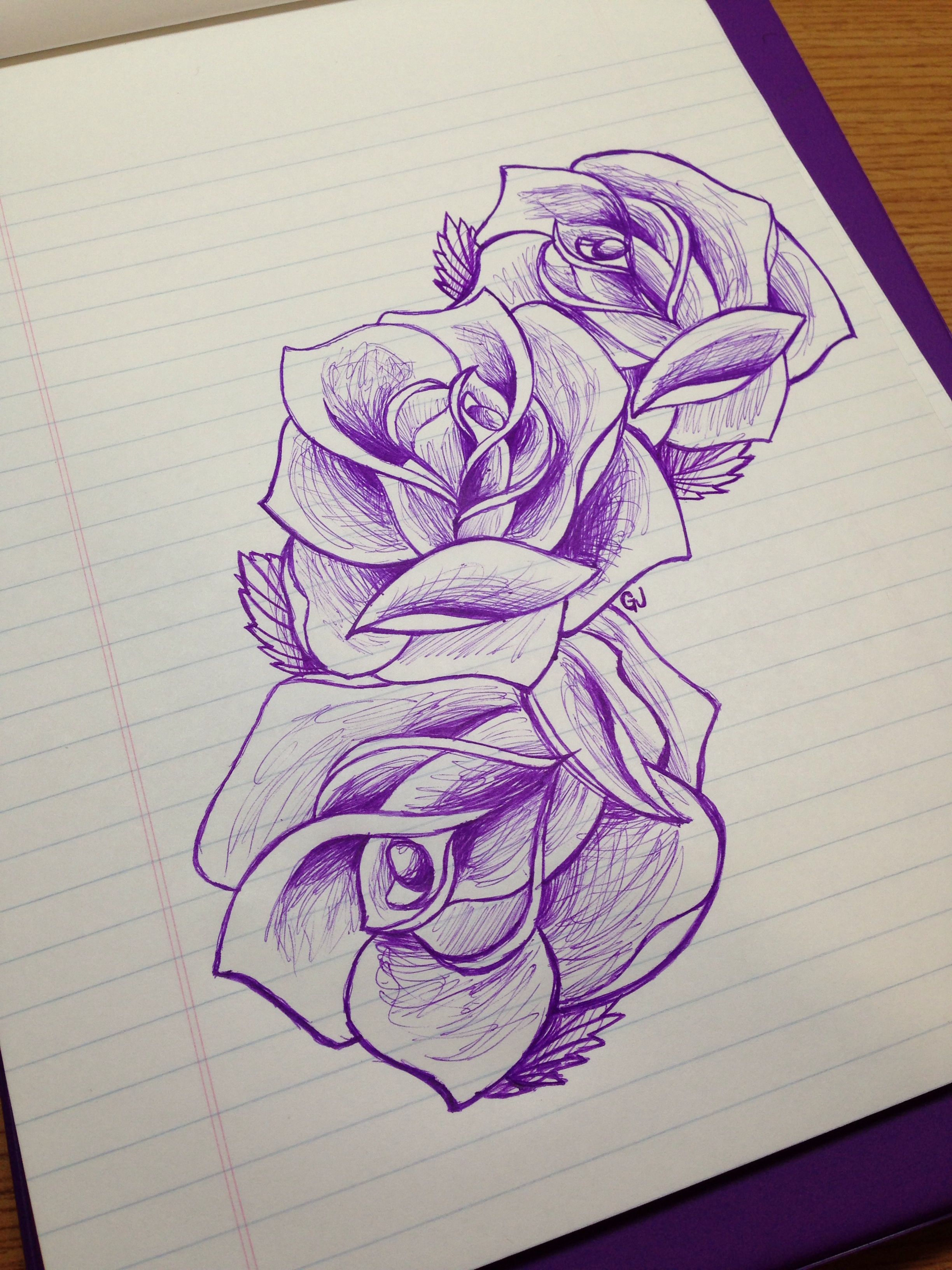 2448x3264 Rose Sketch Drawing Beautiful Design Three Flowers Tattoo Ideas - Rose Sketch Design