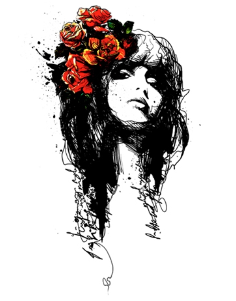 470x600 Sketches T Shirt Designs By Artists Worldwide - Rose Sketch Design