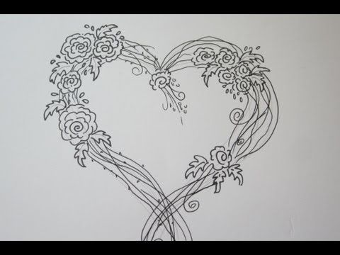 480x360 Drawn Red Rose Heart - Rose Sketch Easy