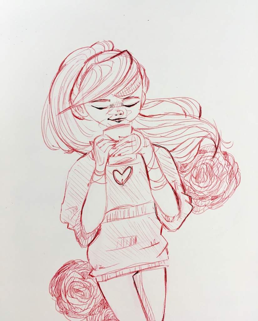 824x1024 Valentines Pen Sketch Art Amino - Rose Sketch Pen