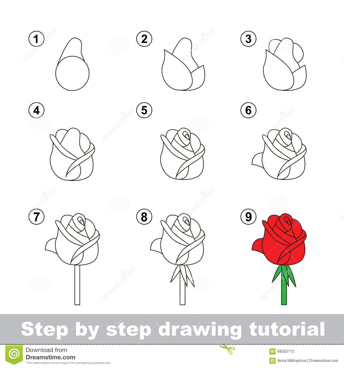 Rose Sketch Step By Step