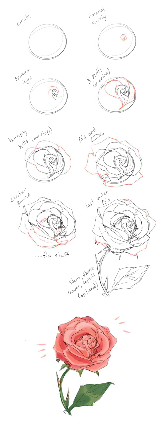 540x1380 How To Draw A Rose Tutorial By Cherrimut On Tumblr Sketch Ideas - Rose Sketch Tutorial