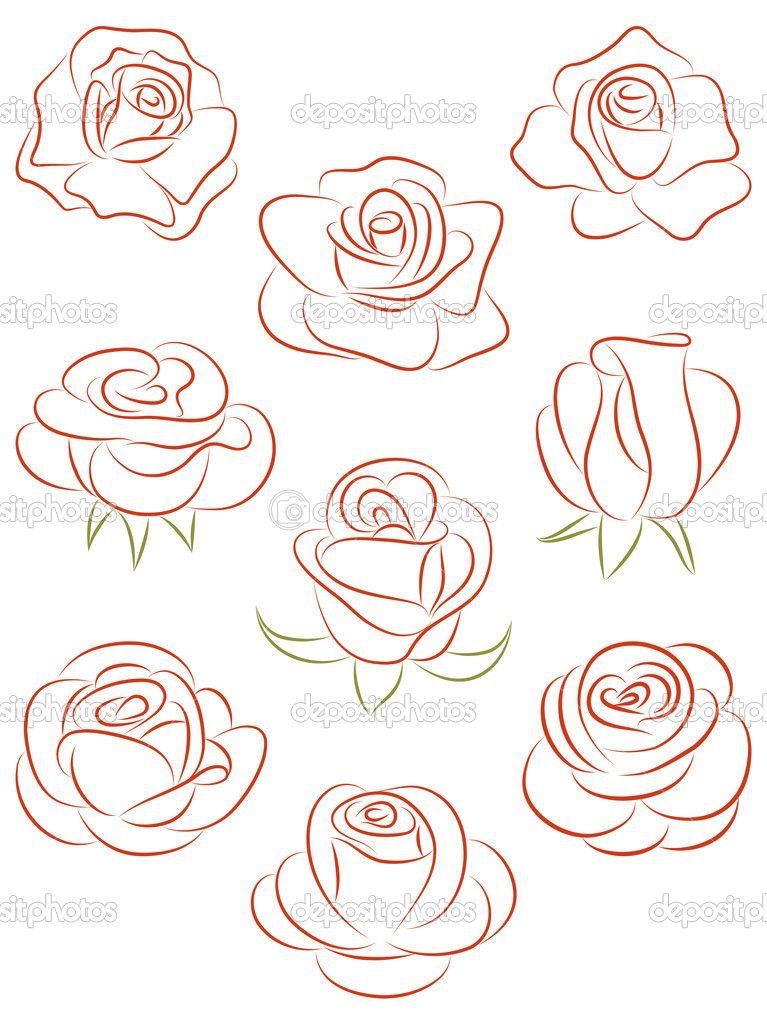 767x1023 Pin By Rabiah On Reference Drawings, Doodles And - Rose Sketch Tutorial