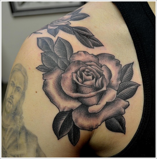 550x555 135 Beautiful Rose Tattoo Designs For Women And Men - Rose Tattoo Sketch