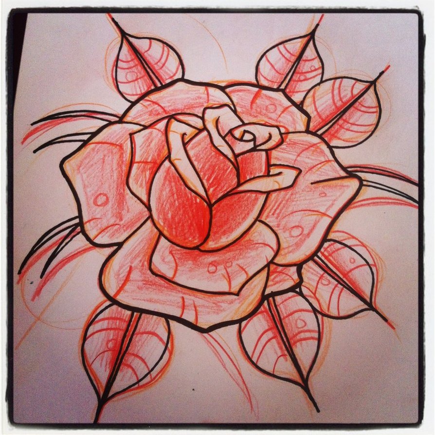 894x894 Rose Tattoo Sketch By Hobojay - Rose Tattoo Sketch