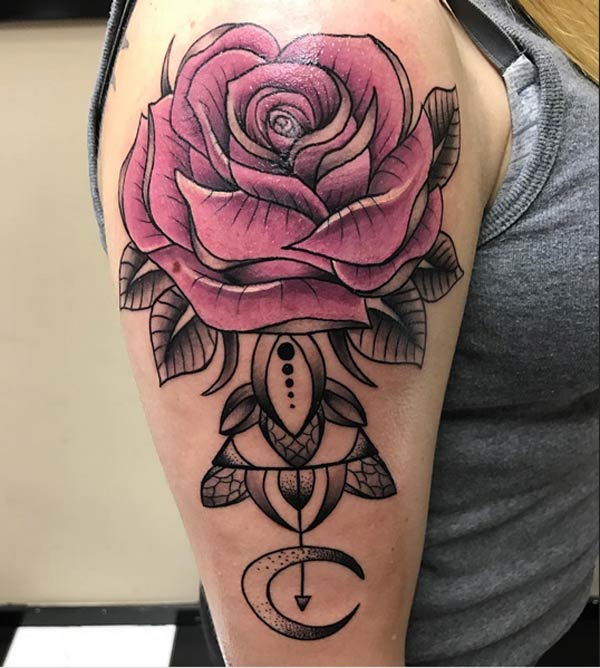 600x668 Tattoos Design Ideas 32 Best And Attractive Rose Tattoo Designs - Rose Tattoo Sketch