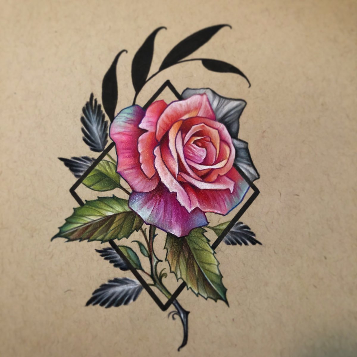 1200x1200 Meag Stouck On Twitter - Rose Tattoo Sketch
