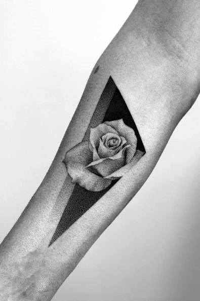 395x594 50 Badass Rose Tattoos For Men - Rose Tattoo Sketch