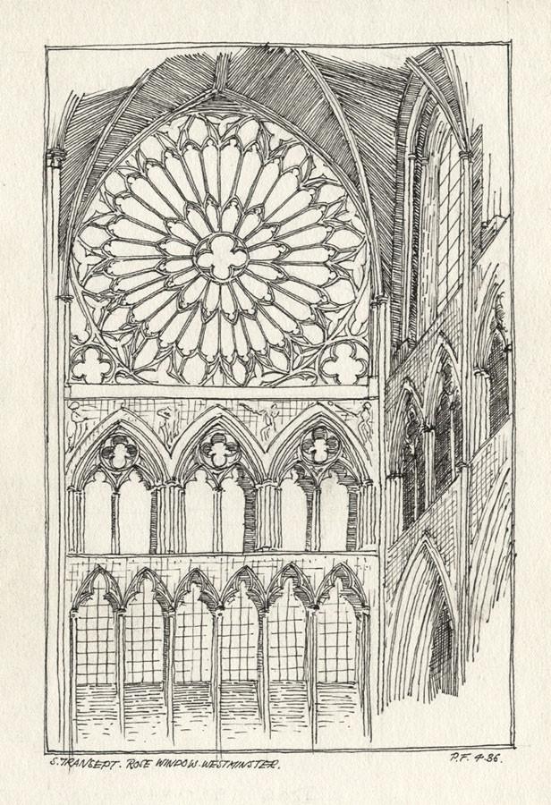 616x900 Patrick Faulkner, Window, Westminster Abbey - Rose Window Sketch