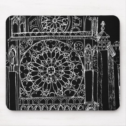 540x540 Rose Window Sketch Mouse Pad - Rose Window Sketch