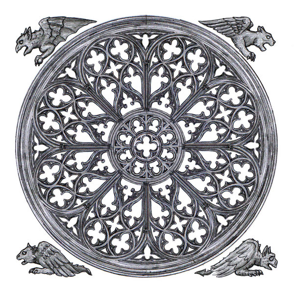 600x600 Rose Window White W Gargoyles By Dashinvaine - Rose Window Sketch