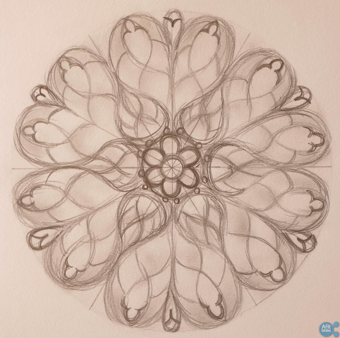 1088x1080 Rose Window Art Blobs - Rose Window Sketch