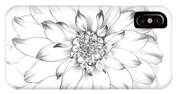 592x316 Dahlia Flower As Drawing In Black And White. Iphone X Case For - Rosemary Sketch