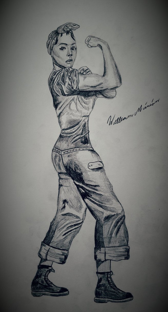656x1218 Rosie The Riveter Pencil Sketch By Dubz002 - Rosie The Riveter Sketch