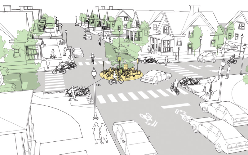 800x500 Mini Roundabout - Roundabout Sketch