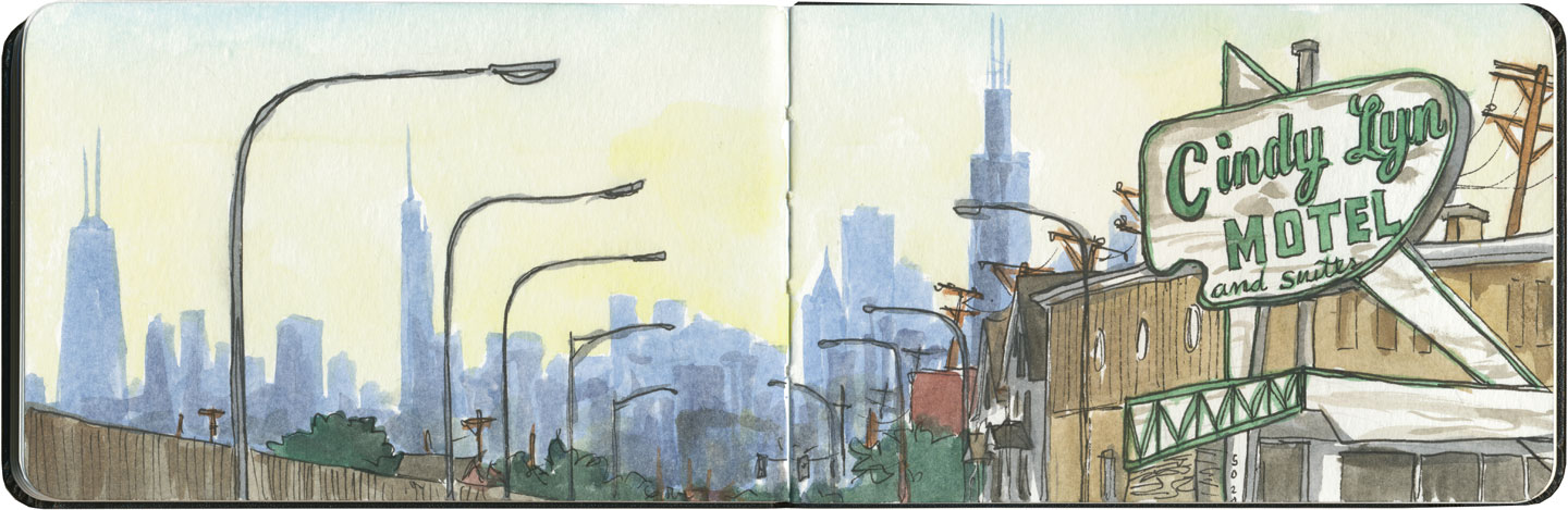 1440x469 Eastern Terminus Drawn The Road Again - Route 66 Sketch