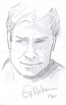 252x400 George Maharis Autographed Original Art Sketch Drawing Portrait - Route 66 Sketch