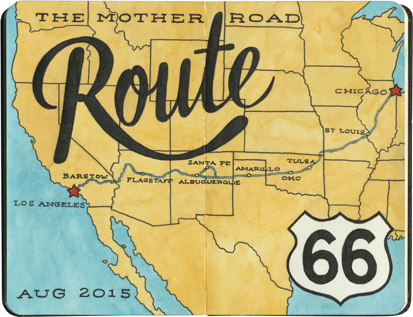 1440x1108 Mother Road, Mother Lode Drawn The Road Again - Route 66 Sketch