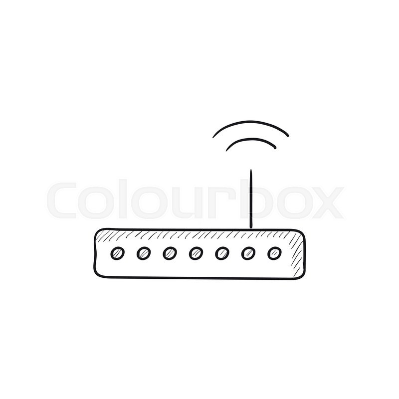 800x800 Wireless Router Vector Sketch Icon Isolated On Background. Hand - Router Sketch