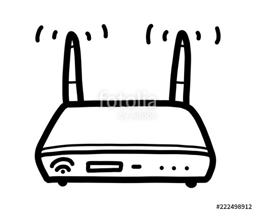 500x417 Wifi Router Cartoon Vector And Illustration, Black And White - Router Sketch