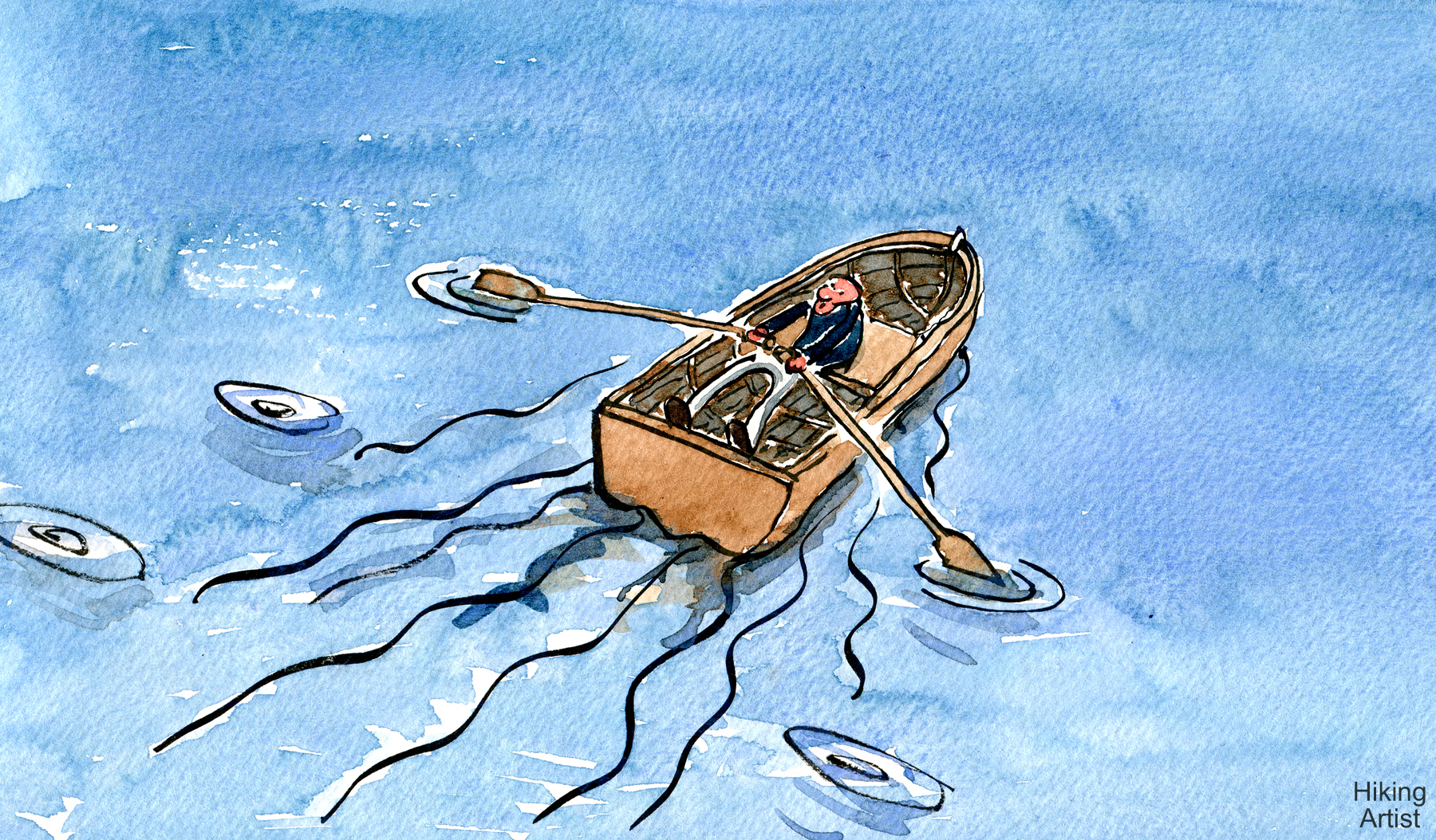 1800x1054 Man In A Boat Rowing Drawing + Other Boat And Sea Illustrations - Row Boat Sketch