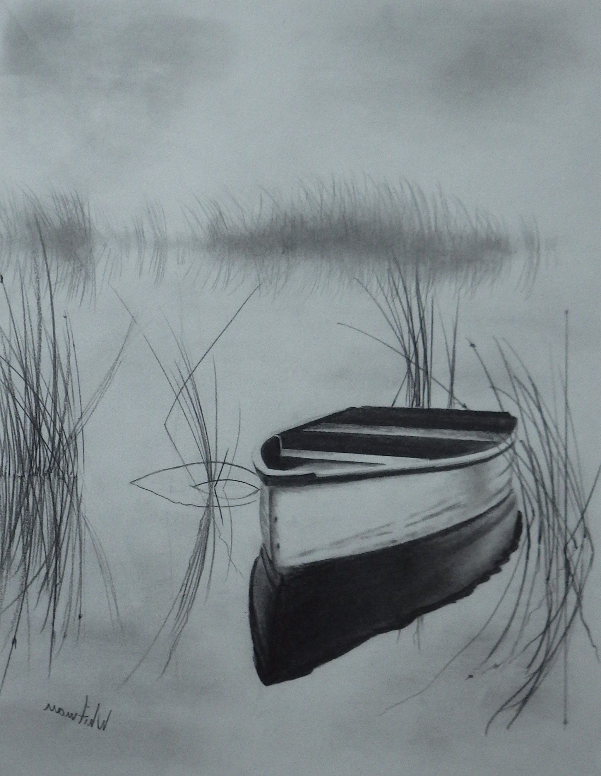 2053x2650 Pencil Drawing Images Painting Misty Row Boat On The Lake - Row Boat Sketch