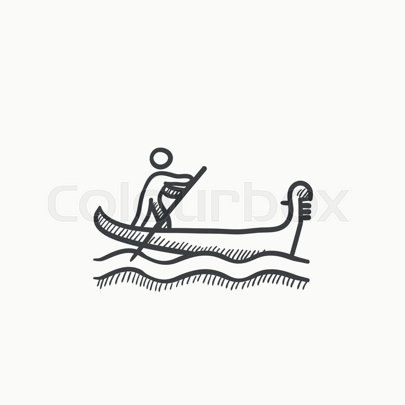 800x800 Sailor Rowing Boat Vector Sketch Icon Isolated On Background. Hand - Rowing Sketch