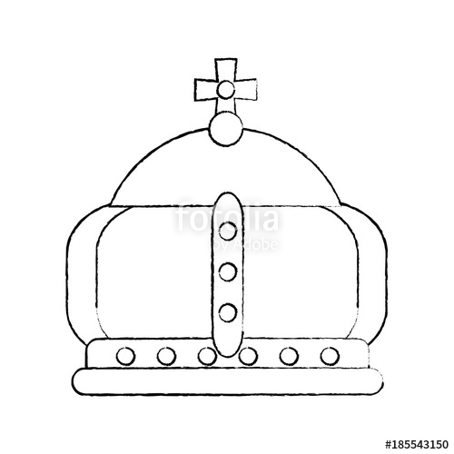 500x500 Royal Crown With Cross Icon Image Vector Illustration Design Black - Royal Crown Sketch