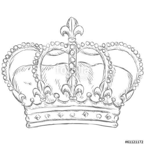 500x500 Vector Sketch Illustration - Royal Crown Sketch