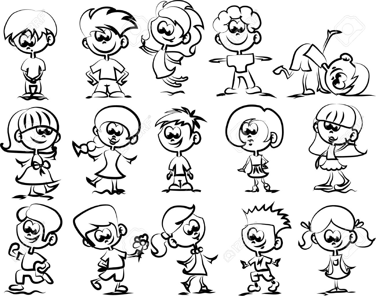 1300x1023 Happy Face Cartoon Sketches Cute Happy Cartoon Kids Royalty Free - Royalty Free Sketches