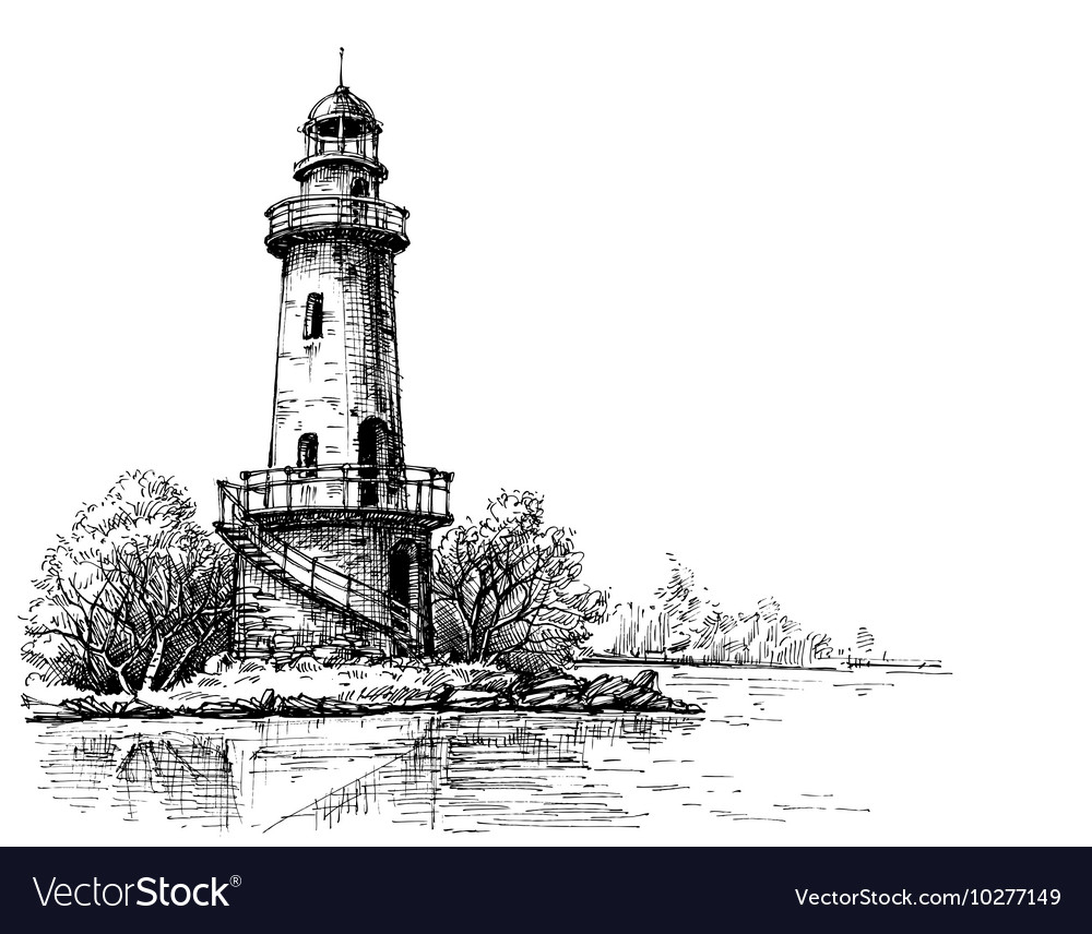 1000x856 Lighthouse Pencil Sketches Lighthouse Pencil Drawing Etch Style - Royalty Free Sketches