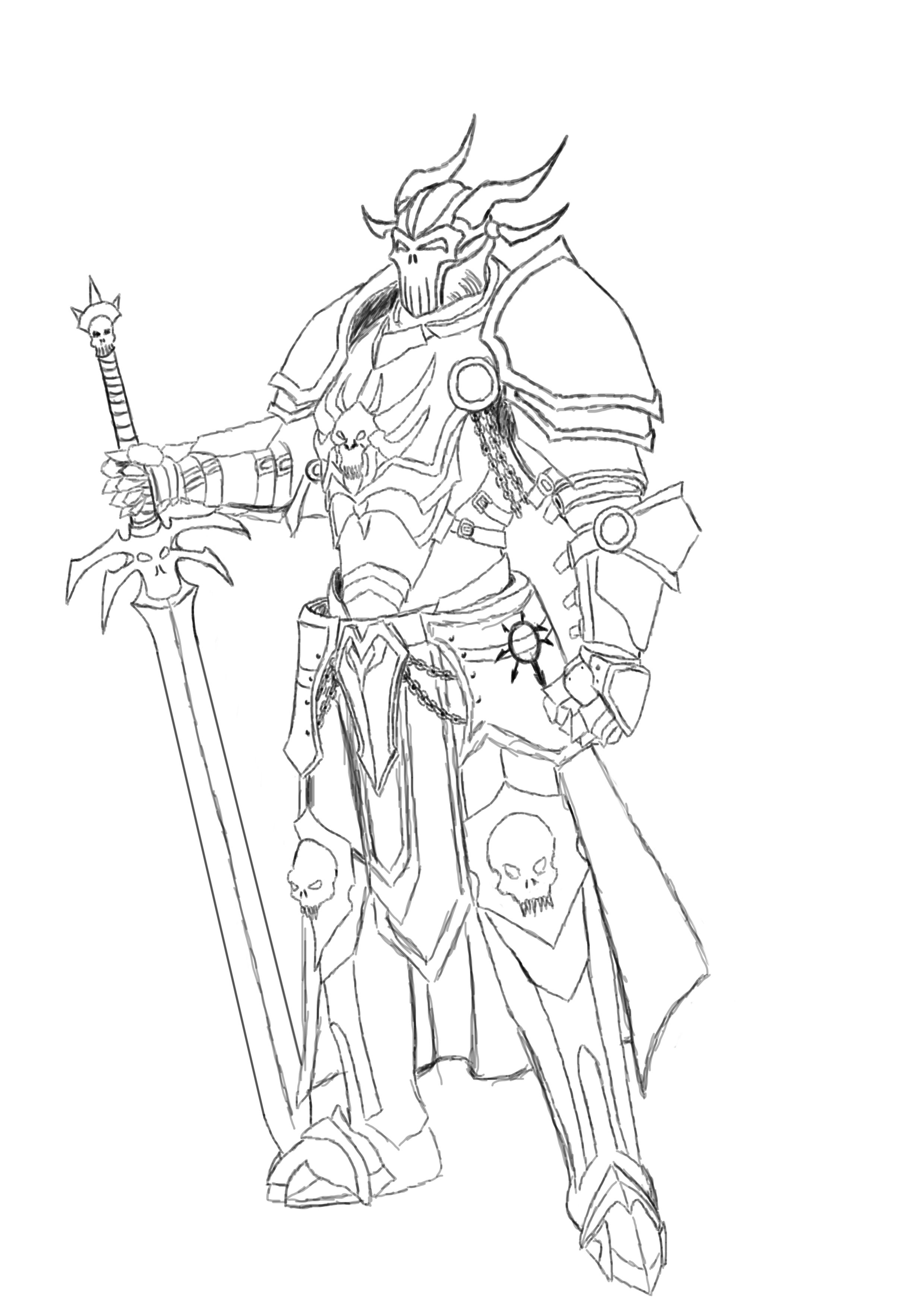 2480x3508 Fantasy Knight Sketch Wip. Sketch Sketches - Rpg Sketch