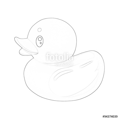 500x500 Illustration Coloring Book Series Duck. Soft Line. Print It And - Rubber Duck Sketch