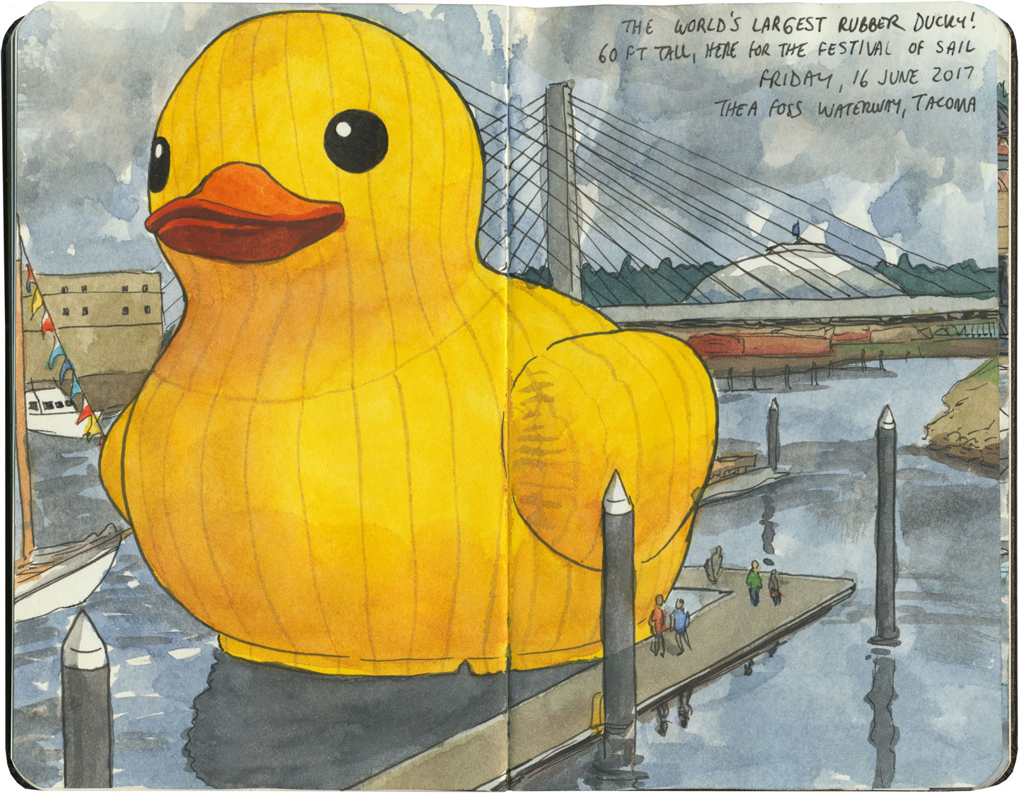 1440x1121 Just Ducky Drawn The Road Again - Rubber Duck Sketch