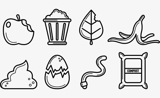 650x400 Sketch Garbage,trash Cans Collection, Sketch Vector, Apple, Trash - Rubbish Sketch