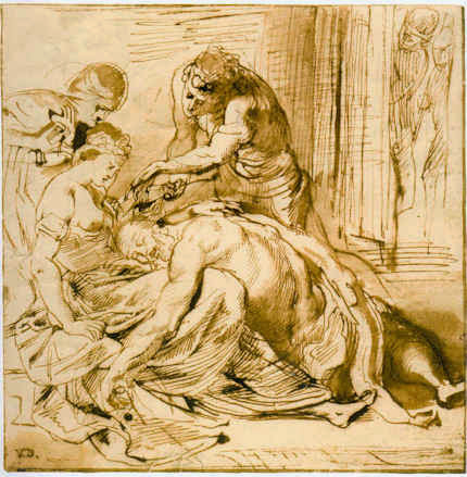 430x439 The Samson And Delilah Ink Sketch Cutting Rubens To The Quick - Rubens Sketches