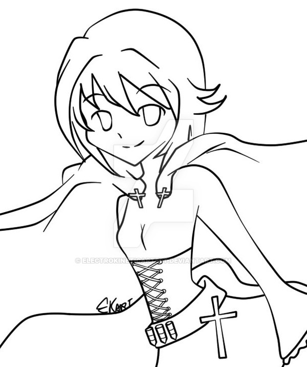 600x716 Ruby Sketch Line Art [Rwby] By Electrokineticartest - Ruby Sketch