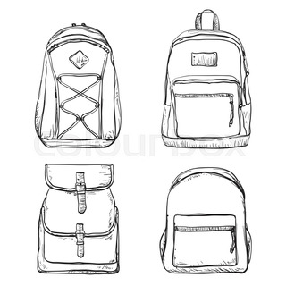 320x320 Hand Drawn Sketch Of School Bag. Stock Vector Colourbox - Rucksack Sketch